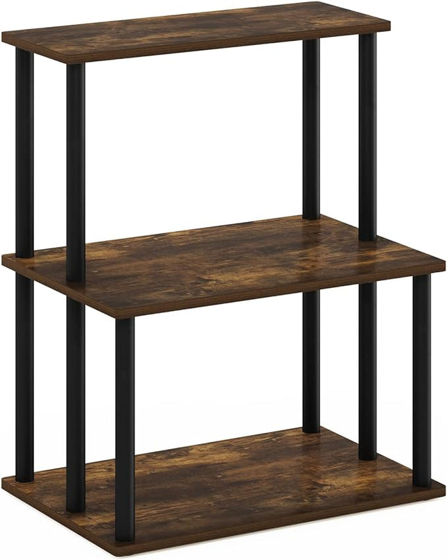 Furinno Turn-N-Tube 3-Tier Toolless Kitchen Storage Shelf, Amber Pine/Black - LeafyLoom