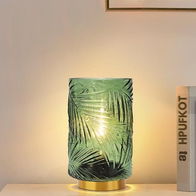Battery Operated Lamp with Timer, Glass Cordless Lamps Beside Table Light,Small Lamp with for Home Decorative Living Corner Bedroom - LeafyLoom