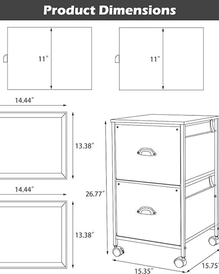 TOPSKY Mobile File Cabinet, Fabric Vertical File Cabinet for Letter Size (Rustic Brown, 2 Drawer) - LeafyLoom
