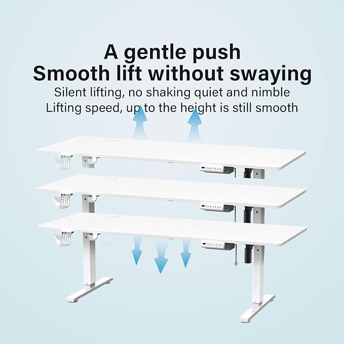 63'' x 24'' Electric Height Adjustable Stand up Desk Home Office Ergonomic Computer Workstation - LeafyLoom