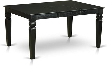East West Furniture WEBO7-BLK-W 7 Piece Room Set Consist of a Rectangle Kitchen Table with Butterfly Leaf and 6 Dining Chairs, 42x60 Inch, Black - LeafyLoom