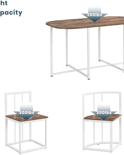 7-Piece Modern Set-Compact 55-Inch Faux Marble Kitchen Table with 6 Chairs-Elegant and Practical Dining Room Furniture-White and Cherry Finish - LeafyLoom