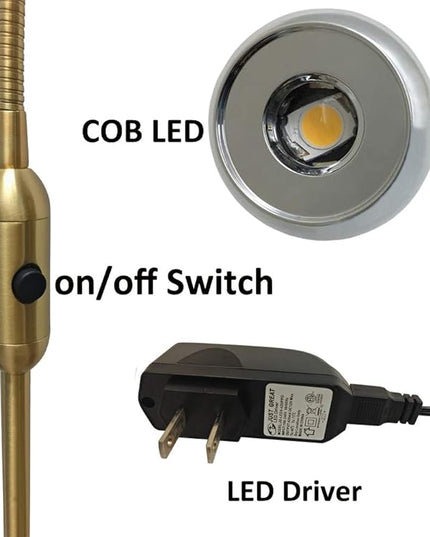 LED Floor Lamp,Floor Lamp for Living Room,Bedroom,Office,Reading Lamp,Floor Light,Flexible Gooseneck,Metal,Gold,LED 5W,3000K,Energy Efficient Super Bright for Home and Hotel. - LeafyLoom