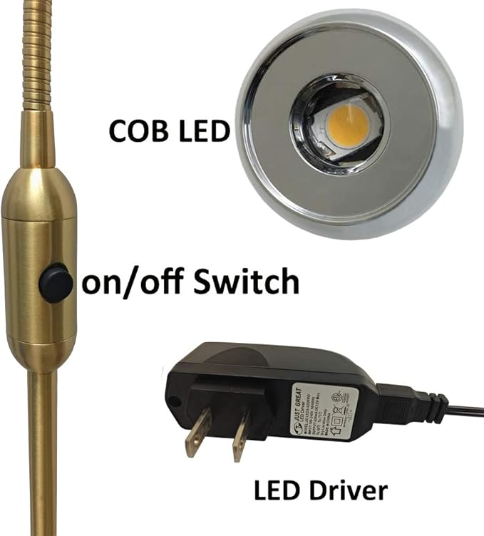 LED Floor Lamp,Floor Lamp for Living Room,Bedroom,Office,Reading Lamp,Floor Light,Flexible Gooseneck,Metal,Gold,LED 5W,3000K,Energy Efficient Super Bright for Home and Hotel. - LeafyLoom