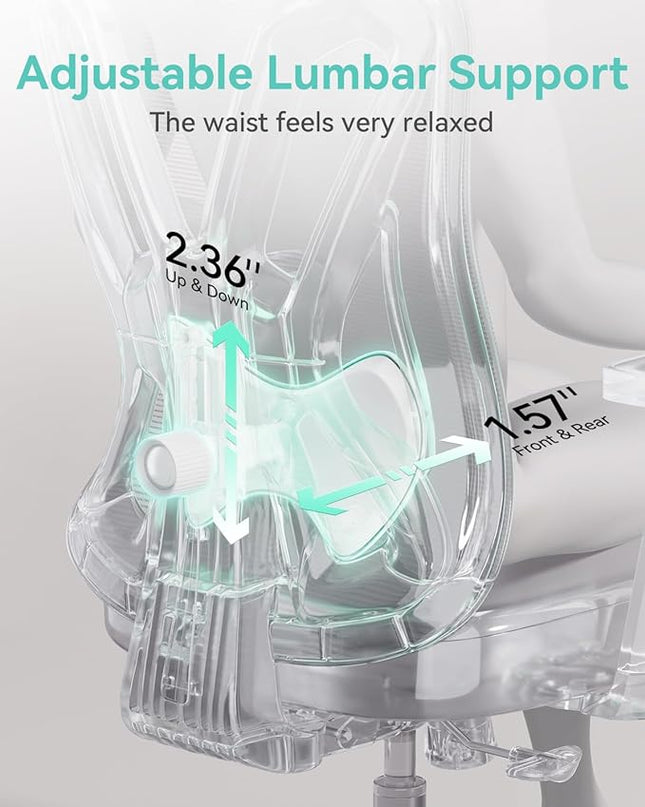 Hbada Ergonomic Office Chair, Desk Chair with Adjustable Lumbar Support and Height, Comfortable Mesh Computer Chair with Footrest 2D Headrest, Swivel Tilt Function White - LeafyLoom