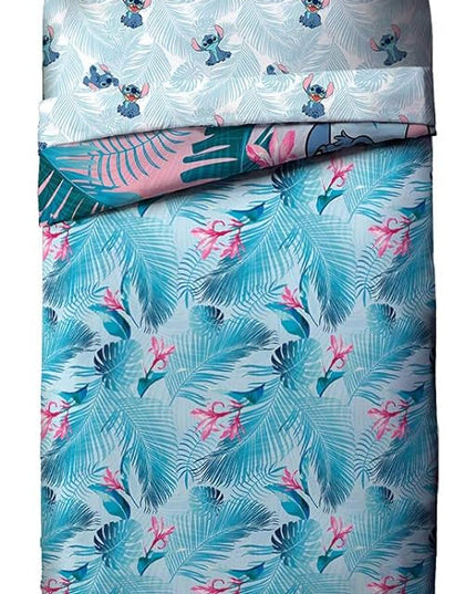 Jay Franco Disney Lilo & Stitch Floral Fun Twin Comforter & Sham Set - Super Soft Kids Reversible Bedding - Fade Resistant Microfiber (Official Disney Product) - LeafyLoom