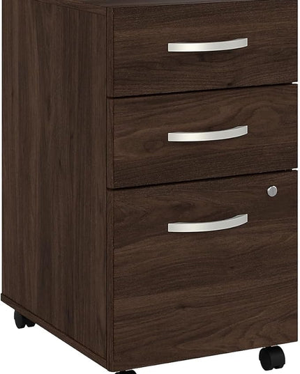 Bush Business Furniture HYF216BWSU-Z Hybrid 3-Drawer Mobile File Cabinet, Letter/Legal, Black Walnut, 20-Inch - LeafyLoom