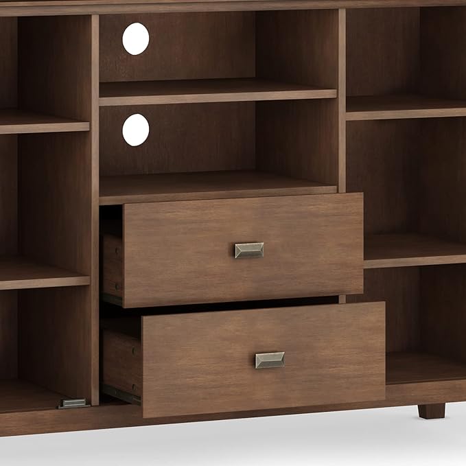 SIMPLIHOME Artisan SOLID WOOD 53 Inch Wide Contemporary TV Media Stand in Rustic Natural Aged Brown for TVs up to 60 Inches, For the Living Room and Entertainment Center - LeafyLoom
