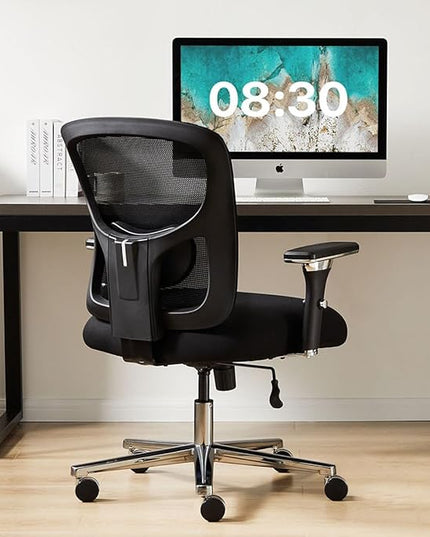 Sweetcrispy Big and Tall Office Desk Chair with Lumbar Support, 500lbs Heavy Duty Mesh Ergonomic Computer Chair with Arm and Wide Comfy Seat, Wheels for Adult - LeafyLoom