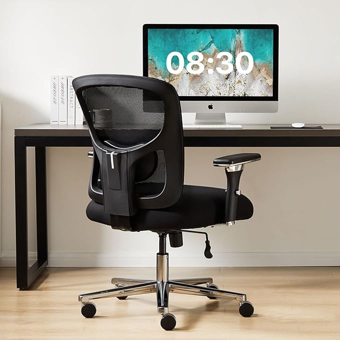 Sweetcrispy Big and Tall Office Desk Chair with Lumbar Support, 500lbs Heavy Duty Mesh Ergonomic Computer Chair with Arm and Wide Comfy Seat, Wheels for Adult - LeafyLoom