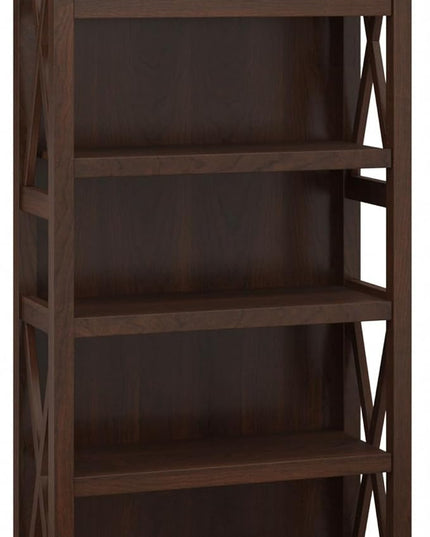 Bush Furniture Key West Tall 5 Shelf Bookcase in Bing Cherry - LeafyLoom