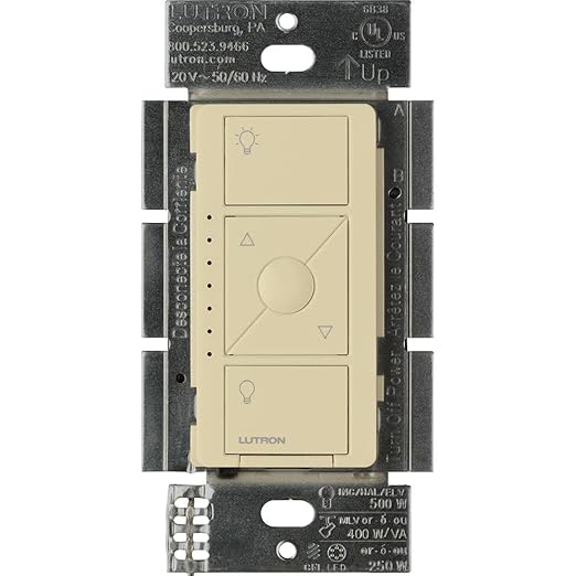 Lutron Caseta Original Smart Dimmer Switch ELV+ (Lutron Hub Required), 250W LED, Single-Pole/3-Way, Neutral Required, PD-5NE-IV, Ivory Lutron