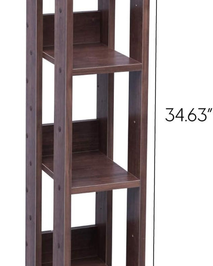 USA 3-Tier 8" Slim Open Wooden Bookshelf with Adjustable Shelves, Easy Assembly Bookcase Farmhouse Shelf for Small Spaces Bedroom Office Living Room Indoor, Brown - LeafyLoom