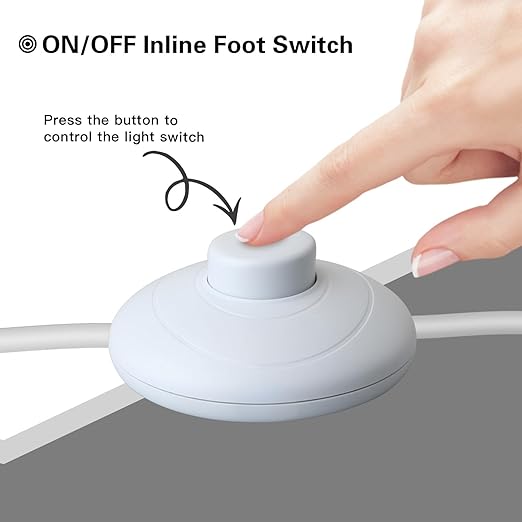 1Pcs Floor Lamp Foot Switch, White Foot Pedal Switch, Round Floor Lamps Foot Inline Switch, Step ON Off Spring Push Button, for Foot Pedal Control Replacement Floor Lamp Extension Cord Parts - LeafyLoom