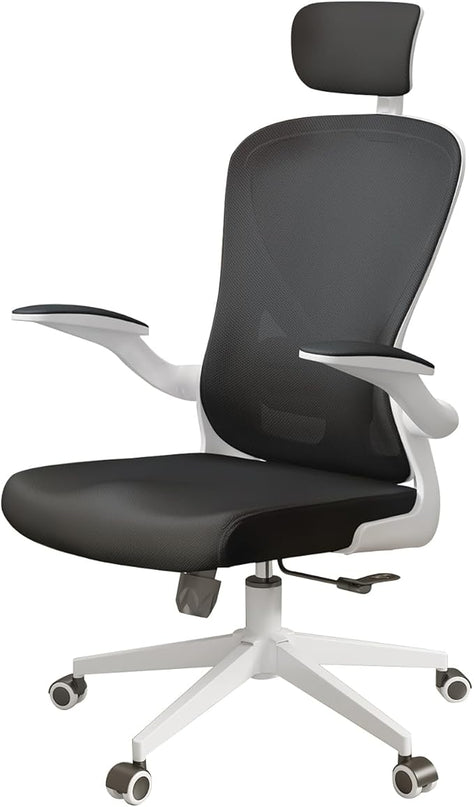 Ergonomic Office Chair - Comfy Desk Chairs with Wheels and Arms, 500LB Heavy Duty Mesh Computer Chairs with Comfortable Head Lumbar Back Support for Office, Bedroom, Study and College Dorm - LeafyLoom