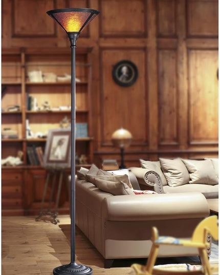 Cal Lighting BO-469 Floor Lamp with Mica Glass Shades, Rust Finish Antique Bronze, 23.5x16.8x9.5 - LeafyLoom