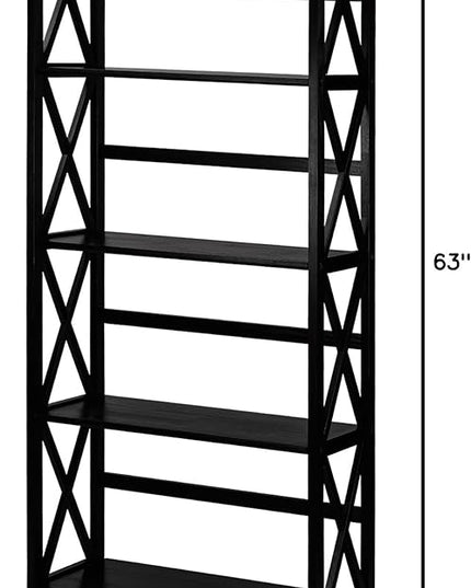 Casual Home Montego 5-Shelf Bookcase, Black (New) - LeafyLoom