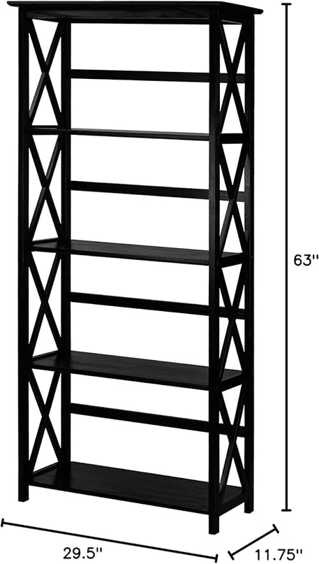 Casual Home Montego 5-Shelf Bookcase, Black (New) - LeafyLoom