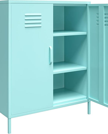 Novogratz Cache 2 Door Metal Locker Storage, Mint Cabinet - LeafyLoom