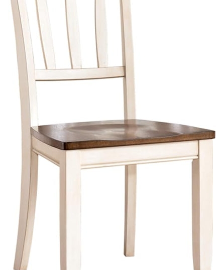 Signature Design by Ashley Whitesburg Cottage Rake Back Dining Chair, Set of 2, Brown & Off-White - LeafyLoom