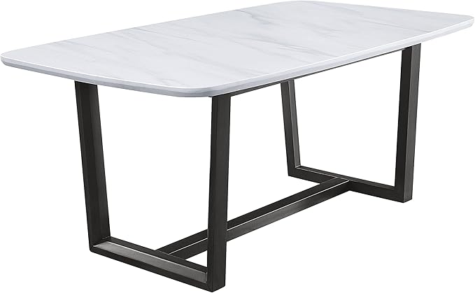 NicBex Dining Table Contemporary Kitchen Table Farmhouse Rustic Dining Table, Marble Top & Weathered Gray Finish Rectangular Dining Table, Easy Assembly, Gray - LeafyLoom