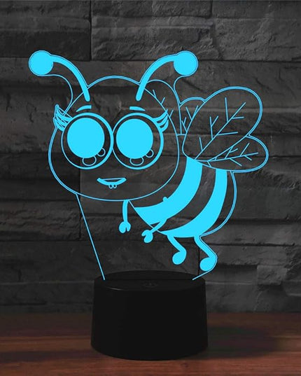 Hardworking Bee Kids Night Lights Bedroom Decor Lamp 7 Colors Change 3D Night Light Kids Optical Illusion Lamps Kids Lamp As a Gift Ideas for Students - LeafyLoom