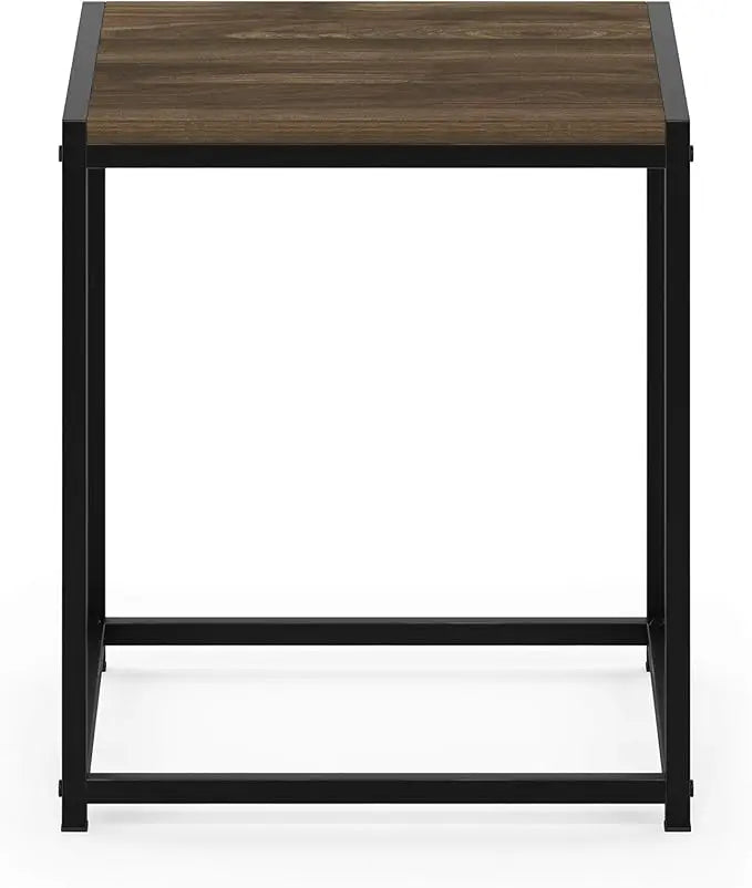 FURINNO Camnus Modern Living End Table, Columbia Walnut, 15.75 in x 15.75 in x 17.83 in - LeafyLoom