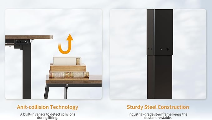 CubiCubi Electric Standing Desk, 48 x 24 Inches Height Adjustable Sit Stand Desk, Ergonomic Home Office Computer Workstation, Rusticbrown - LeafyLoom