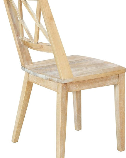 Mid-Century Round 15.7" Removable Leaf, Extending w/4 Cross Back Chairs, Room, Kitchen, Small Place, 5 Piece Dining Table Set, Natural 18 - LeafyLoom
