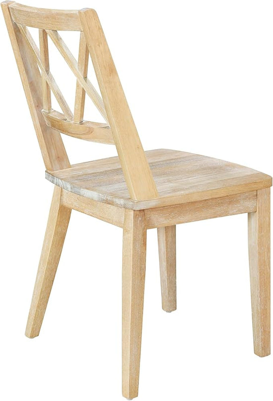 Mid-Century Round 15.7" Removable Leaf, Extending w/4 Cross Back Chairs, Room, Kitchen, Small Place, 5 Piece Dining Table Set, Natural 18 - LeafyLoom