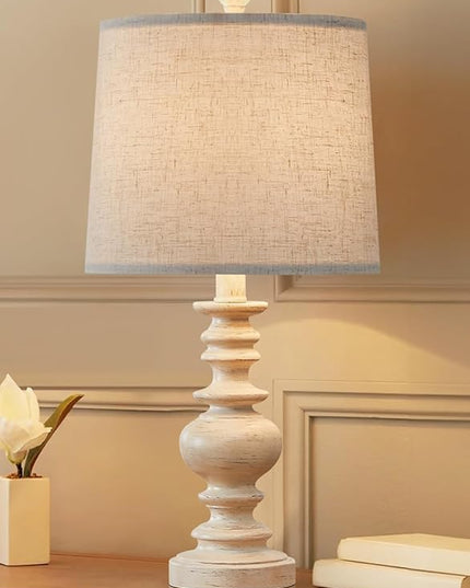 BOBOMOMO Resin 20.5" Farmhouse Lamps for Bedrooms Retro Side Table Lamps Bedside Lamp for Side Nightstand Living Room,Suitable for Decorating Small Areas（1 Pack） - LeafyLoom