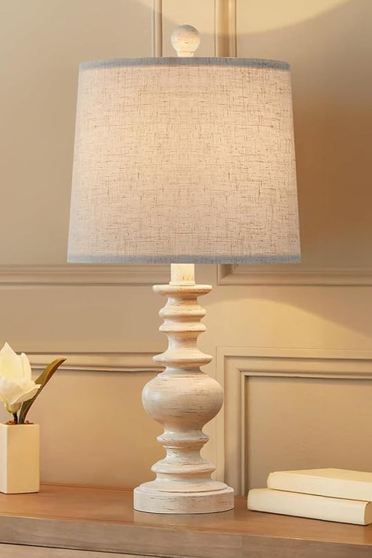 BOBOMOMO Resin 20.5" Farmhouse Lamps for Bedrooms Retro Side Table Lamps Bedside Lamp for Side Nightstand Living Room,Suitable for Decorating Small Areas（1 Pack） - LeafyLoom