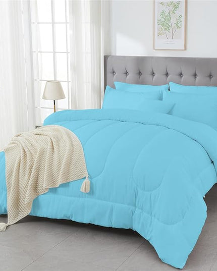 3 Piece Solid Color All Season Bedding Comforter Set Microfiber Soft Lightweight Bedding Set for Kids Teens Adults Room Decor with 1 Comforter and 2 Pillowcases Full - LeafyLoom