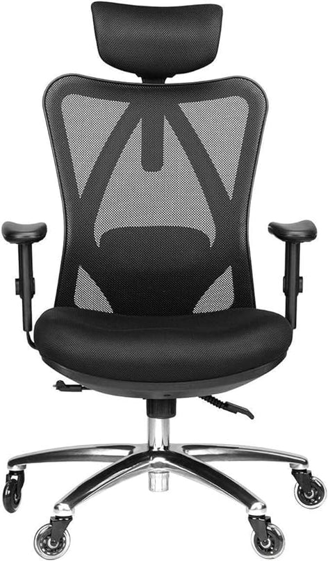Duramont Ergonomic Office Chair - Adjustable Desk Chair with Lumbar Support and Rollerblade Wheels - High Back Chairs with Breathable Mesh - Thick Seat Cushion, Head, and Arm Rests - Reclines - LeafyLoom