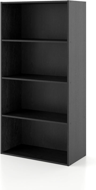 Apexa 4-Tier Cube Storage Organizer Shelves, Stackable Wood Bookcase Fits Cubby Bins for Organization, Dorm Teen Room Decor & Home Office, Black - LeafyLoom
