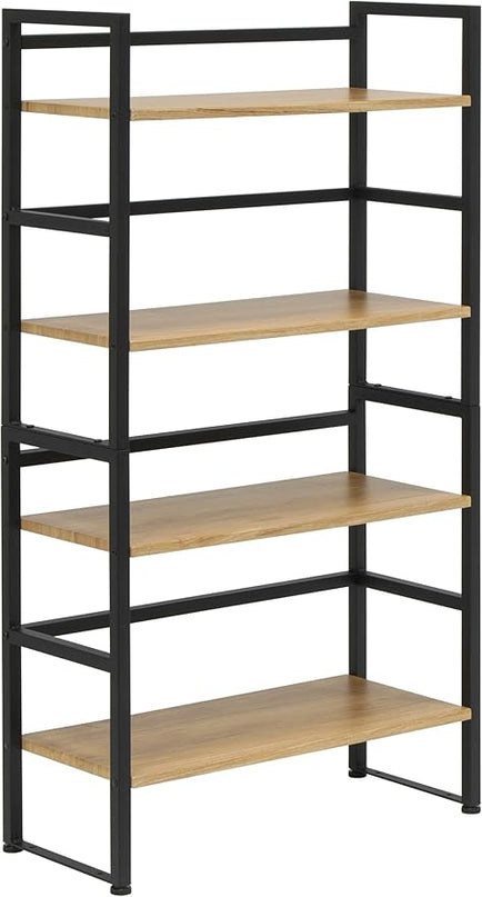 Calico Designs Ashwood 4-Tier or 2-Tier Stackable Bookshelf (1 Set),Graphite Black/Ashwood,Rectangular - LeafyLoom