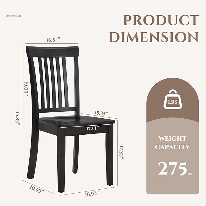 COLAMY Wooden Dining Chairs Set of 6, Spindle High Back Windsor Kitchen Side Chair, Farmhouse Dining Chairs for Kitchen and Dining Room, Dark Brown - LeafyLoom