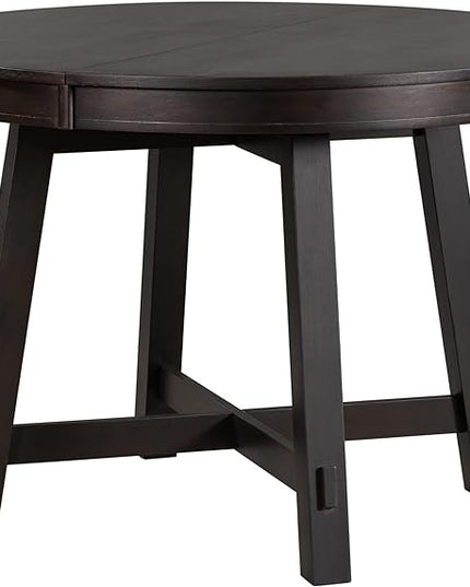 NicBex Dining Table Contemporary Kitchen Table Farmhouse Rustic Round Extendable Dining Table with 16" Leaf Wood Kitchen Table Round Dining Table, Espresso - LeafyLoom