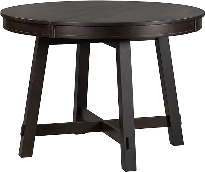 NicBex Dining Table Contemporary Kitchen Table Farmhouse Rustic Round Extendable Dining Table with 16" Leaf Wood Kitchen Table Round Dining Table, Espresso - LeafyLoom