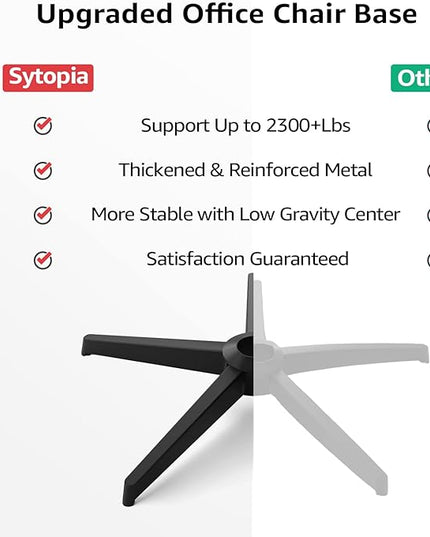 Office Chair Base, 28'' Desk Chair Base Replacement with Worldwide Metal Legs (2400Lbs), Chair Bottom Part for Most Chairs, Universal Gas Cylinder and Caster Sockets, Matte Black - LeafyLoom