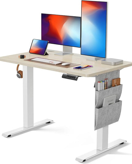 Marsail Standing Desk Adjustable Height, Electric Standing Desk with Starage Bag, Stand up Desk for Home Office Computer Desk Memory Preset with Headphone Hook - LeafyLoom