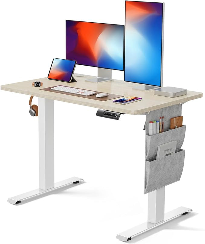 Marsail Standing Desk Adjustable Height, Electric Standing Desk with Starage Bag, Stand up Desk for Home Office Computer Desk Memory Preset with Headphone Hook - LeafyLoom