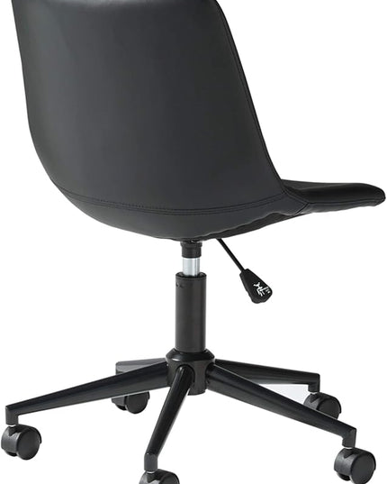 Signature Design by Ashley Faux Leather Adjustable Swivel Bucket Seat Home Office Desk Chair, Black - LeafyLoom