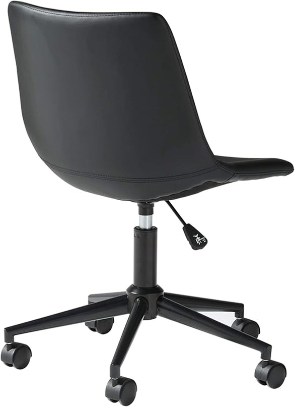 Signature Design by Ashley Faux Leather Adjustable Swivel Bucket Seat Home Office Desk Chair, Black - LeafyLoom