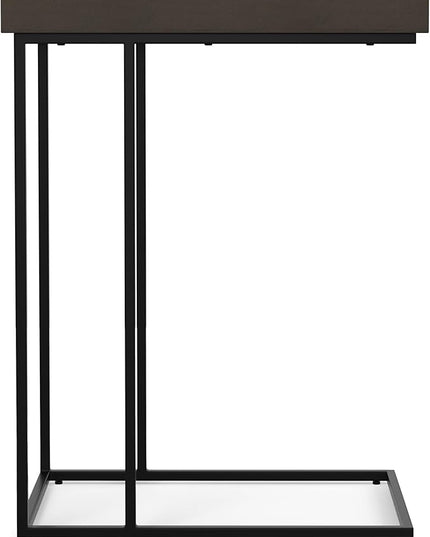 SIMPLIHOME Gallagher SOLID MANGO WOOD and Metal Wide Rectangle Industrial C Side Table Fully Assembled for The Living Room and Bedroom, 12 inch, Walnut Brown - LeafyLoom