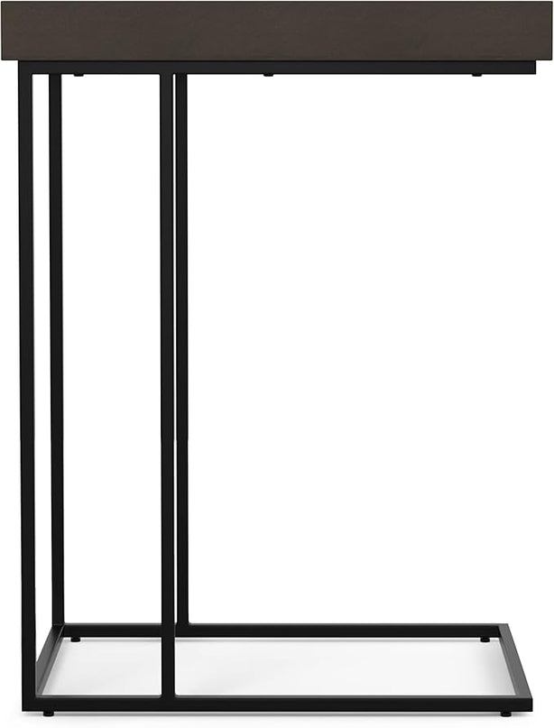 SIMPLIHOME Gallagher SOLID MANGO WOOD and Metal Wide Rectangle Industrial C Side Table Fully Assembled for The Living Room and Bedroom, 12 inch, Walnut Brown - LeafyLoom