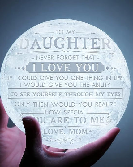 Mother's Day Birthday Gifts for Daughter from Mom, Engraved 3D Night Light with Touch Control Brightness, Christmas Wedding Gift for Daughter - LeafyLoom