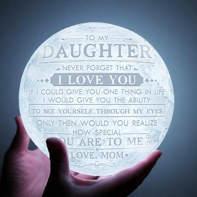 Mother's Day Birthday Gifts for Daughter from Mom, Engraved 3D Night Light with Touch Control Brightness, Christmas Wedding Gift for Daughter - LeafyLoom