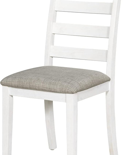 Kitchen Rustic Style 6-Piece Dining Room Table Set with 4 Upholstered Chairs & a Bench, Brown+Whitewash, Onesize - LeafyLoom