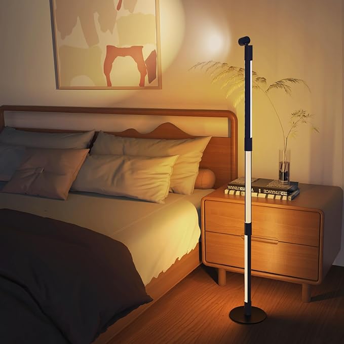 Sinvitron 360°Rotating Led Floor Lamp with Spotlight,16 Million DIY Colors,Music Sync & 213 Dynamic Mode, RGBW LED Corner Lights with App&Remote for Bedroom Living Room Gaming Room - LeafyLoom